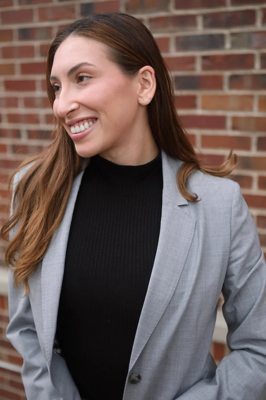Light Gray Stretch Feminine Cut Premium Suit Coat