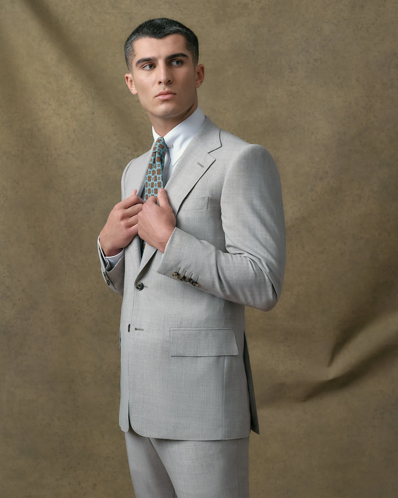 Light Grey Notch Lapel Suit
