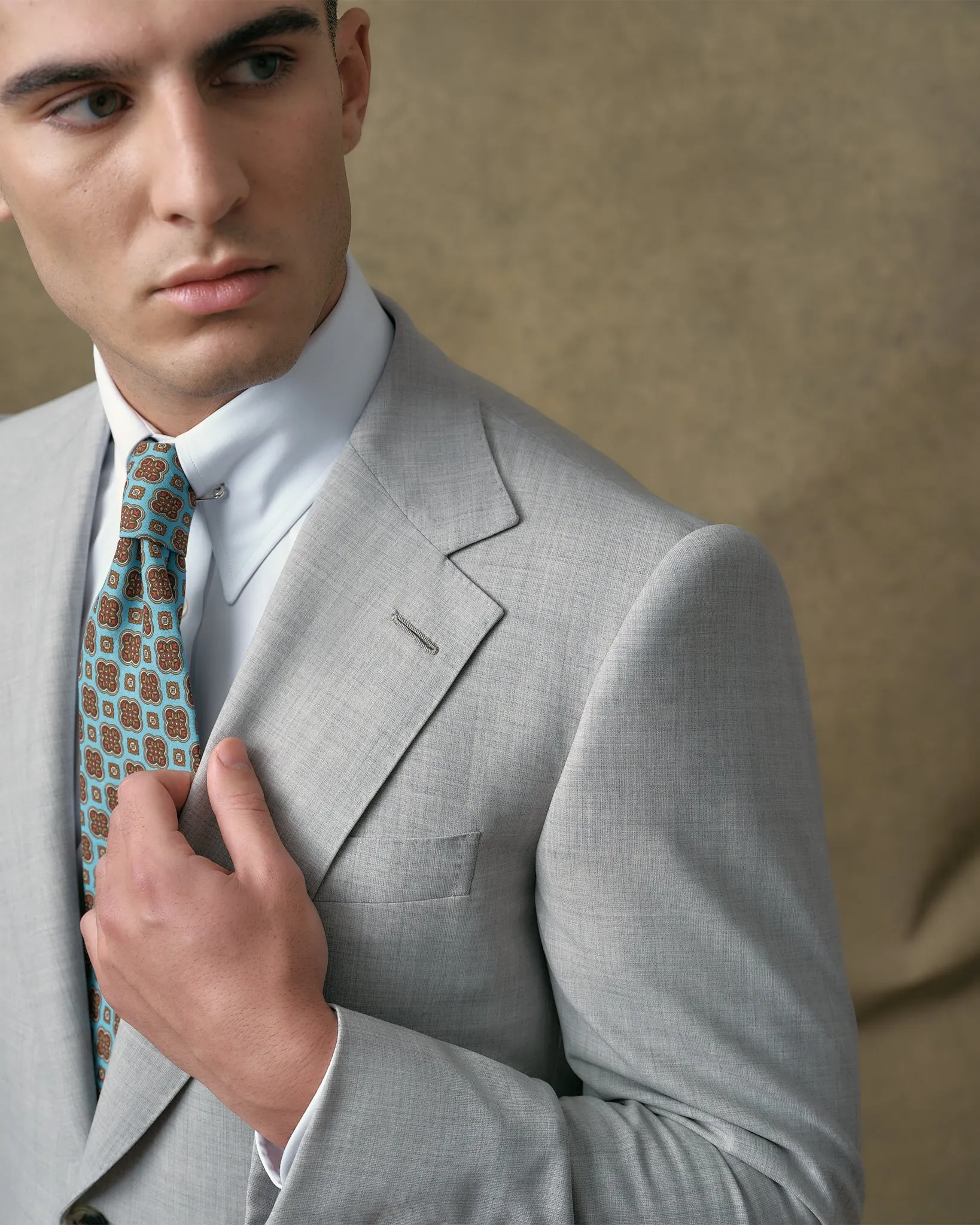 Light Grey Notch Lapel Suit