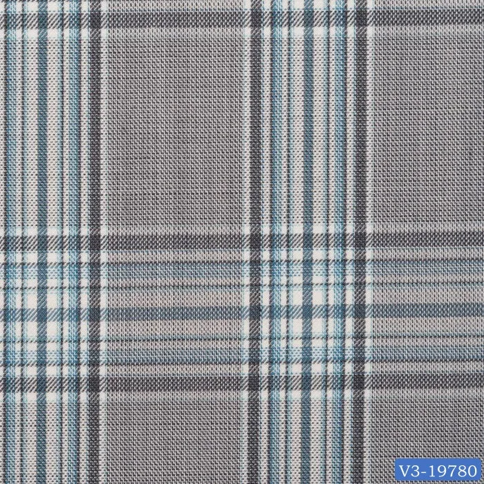 Light Grey with Teal Blue Plaid Check Short Suit