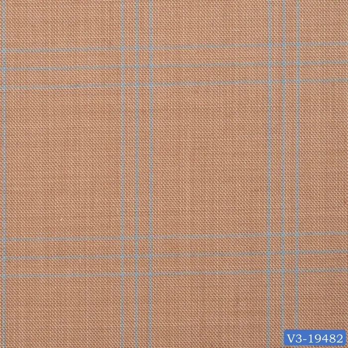 Light Marigold Brown with Blue Plaid Check Short Suit
