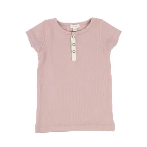 Lil Legs Ribbed Tab Tee Short Sleeve - Petal Pink