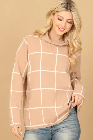 LONG SLEEVE COWL NECK LINE PRINT TOP