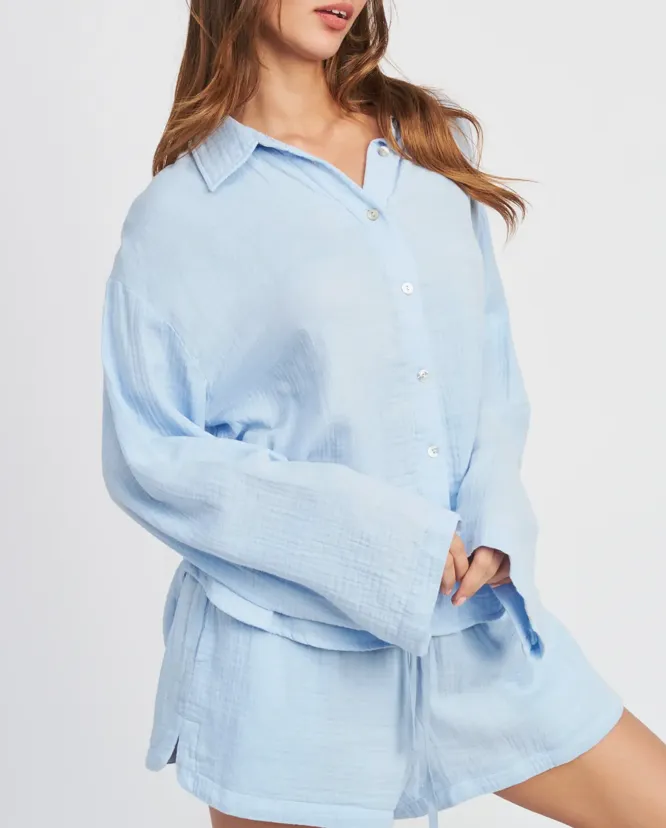 Long Sleeve Oversized Button Down Top