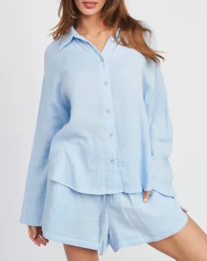 Long Sleeve Oversized Button Down Top