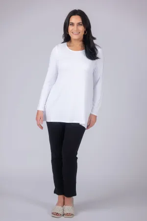 Long Sleeve Solid Pleat Back Detail Swing Top