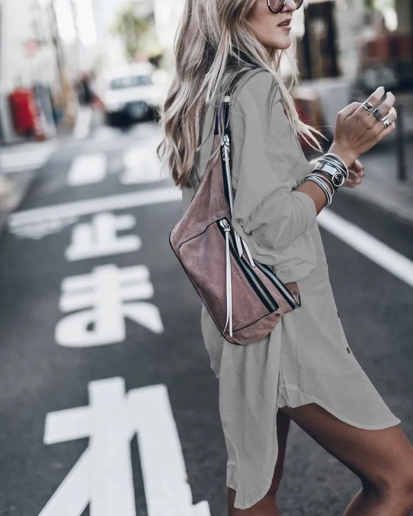 Loose V Neck Beach Shirt Dress Cover Up