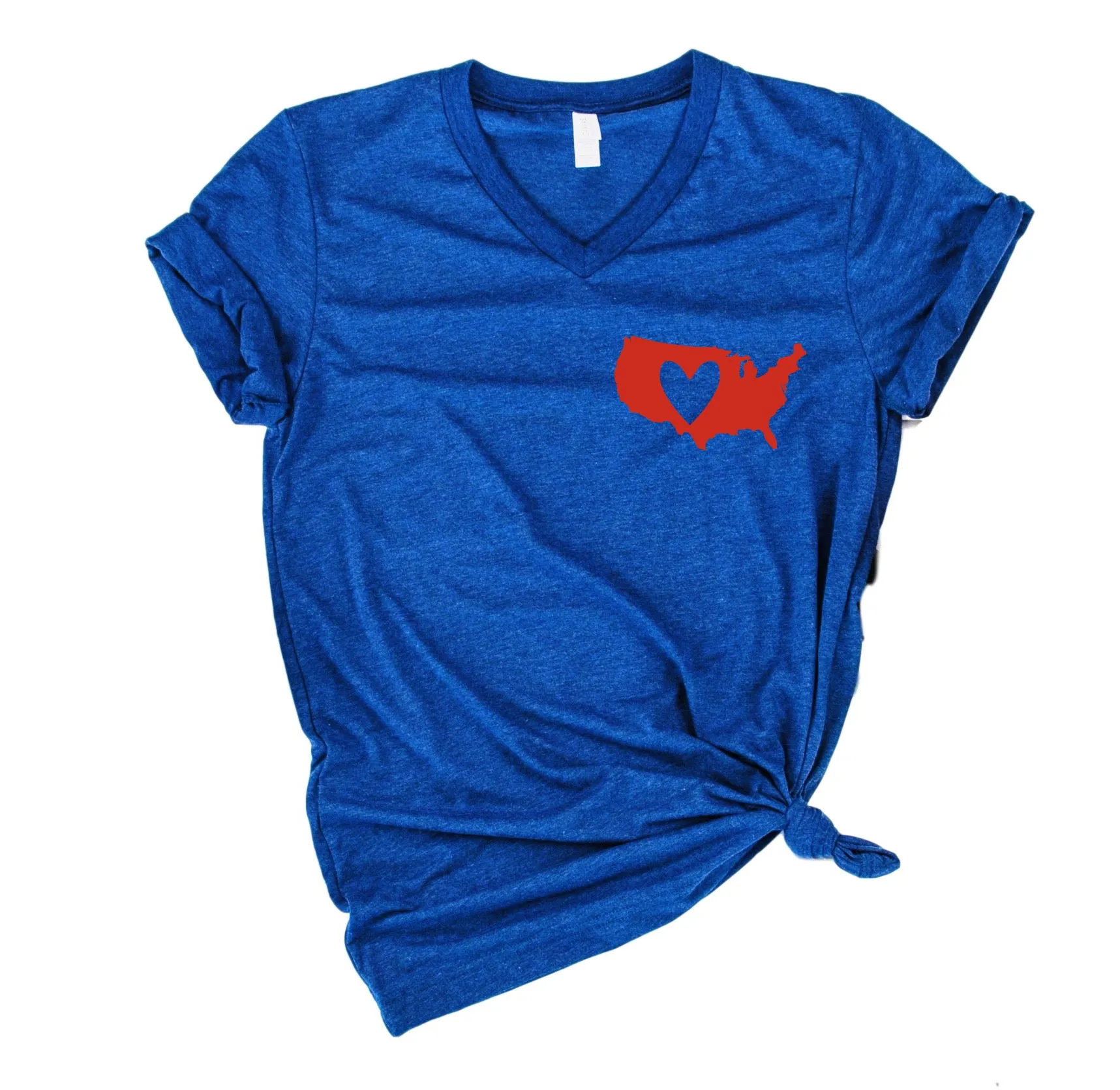Love America Pocket Shirt | USA 4th Of July Shirt | Unisex V Neck Shirt