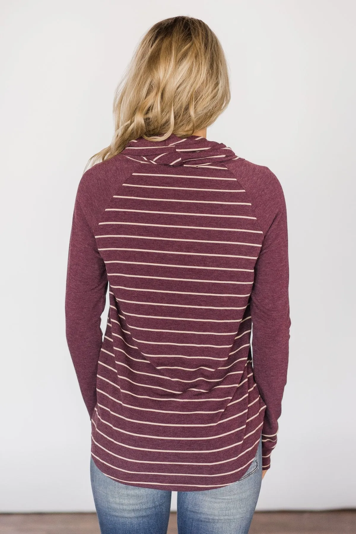 Love Your Stripes Cowl Neck Top - Purple