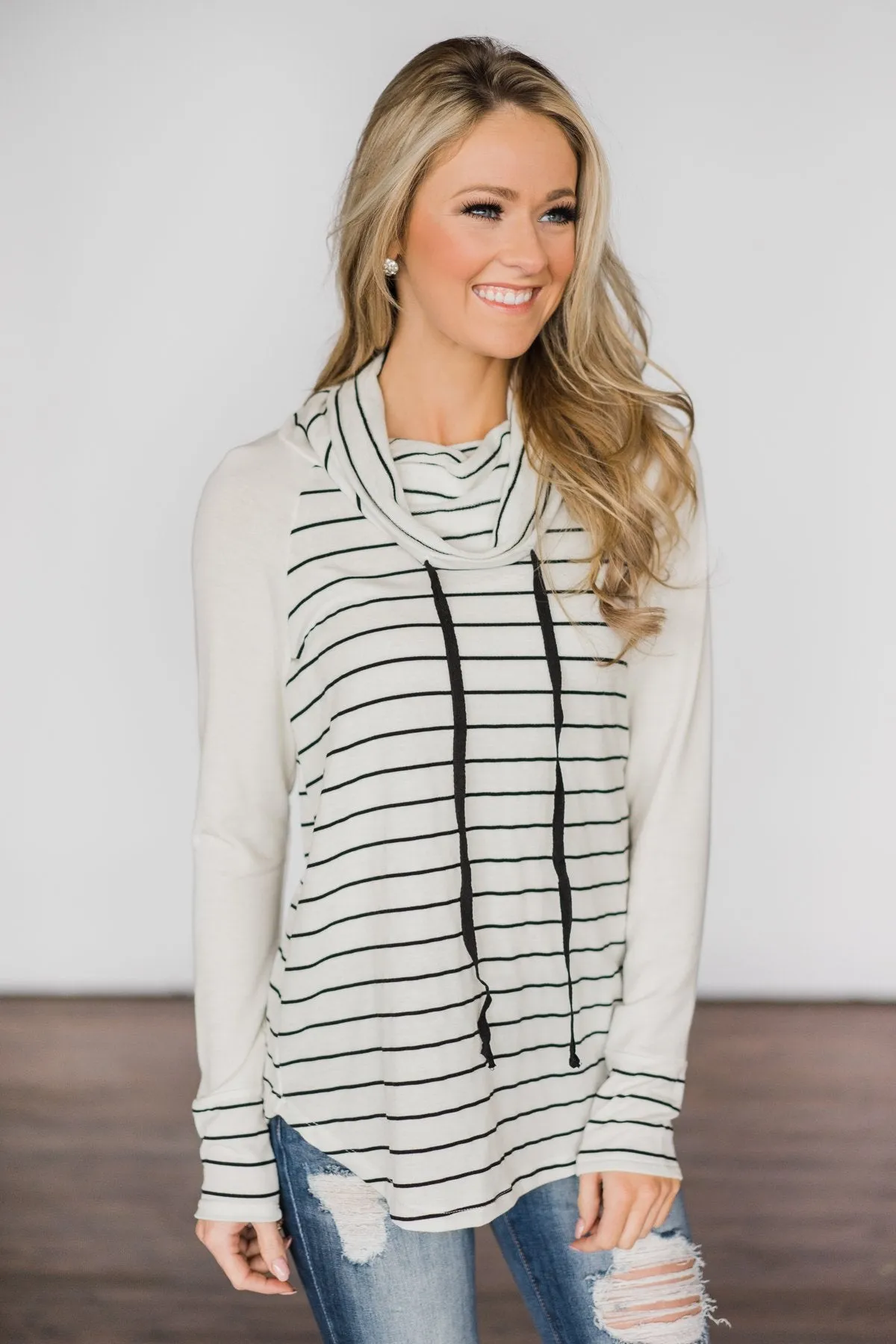 Love Your Stripes Cowl Neck Top