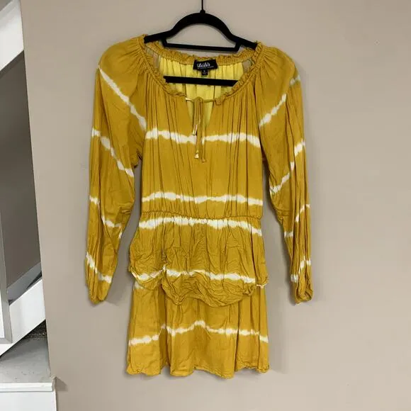Lulu's yellow and white striped long-sleeve casual dress size S