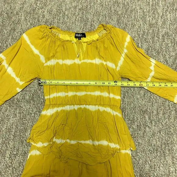 Lulu's yellow and white striped long-sleeve casual dress size S