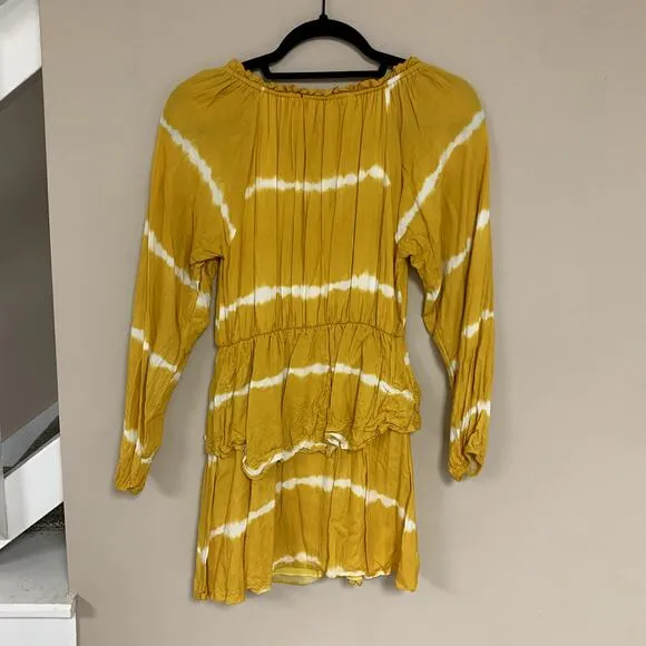 Lulu's yellow and white striped long-sleeve casual dress size S