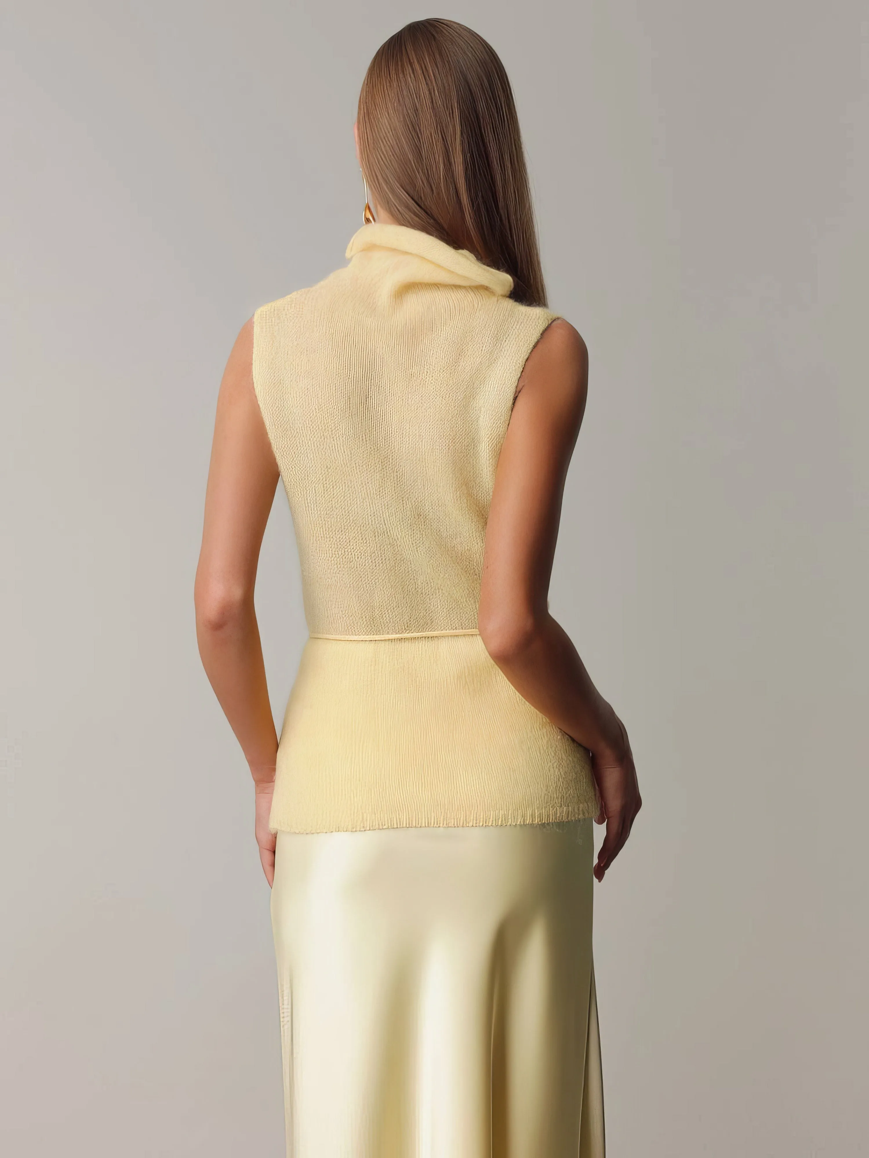 Lumi Yellow Sleeveless Funnel Knit