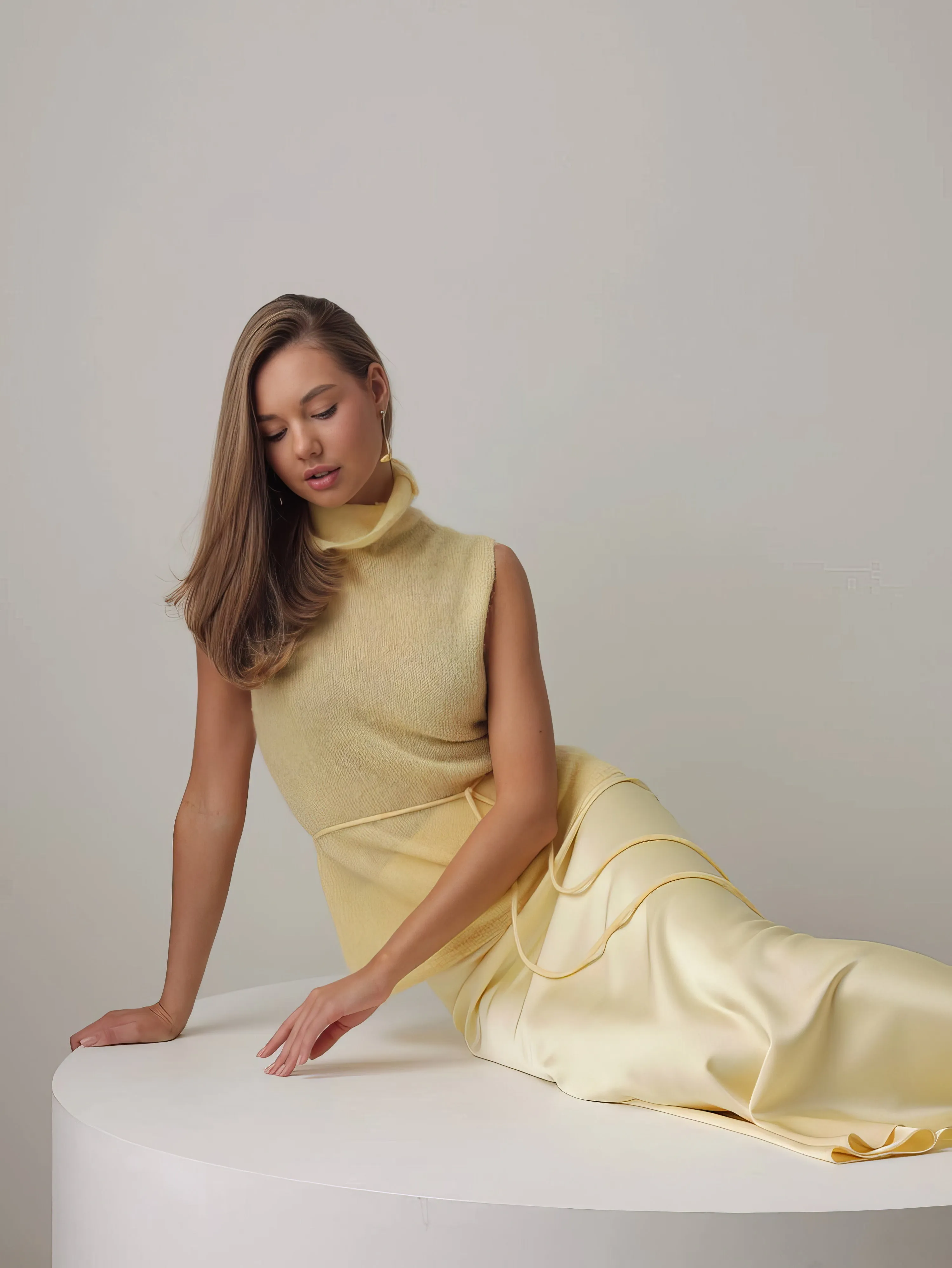 Lumi Yellow Sleeveless Funnel Knit