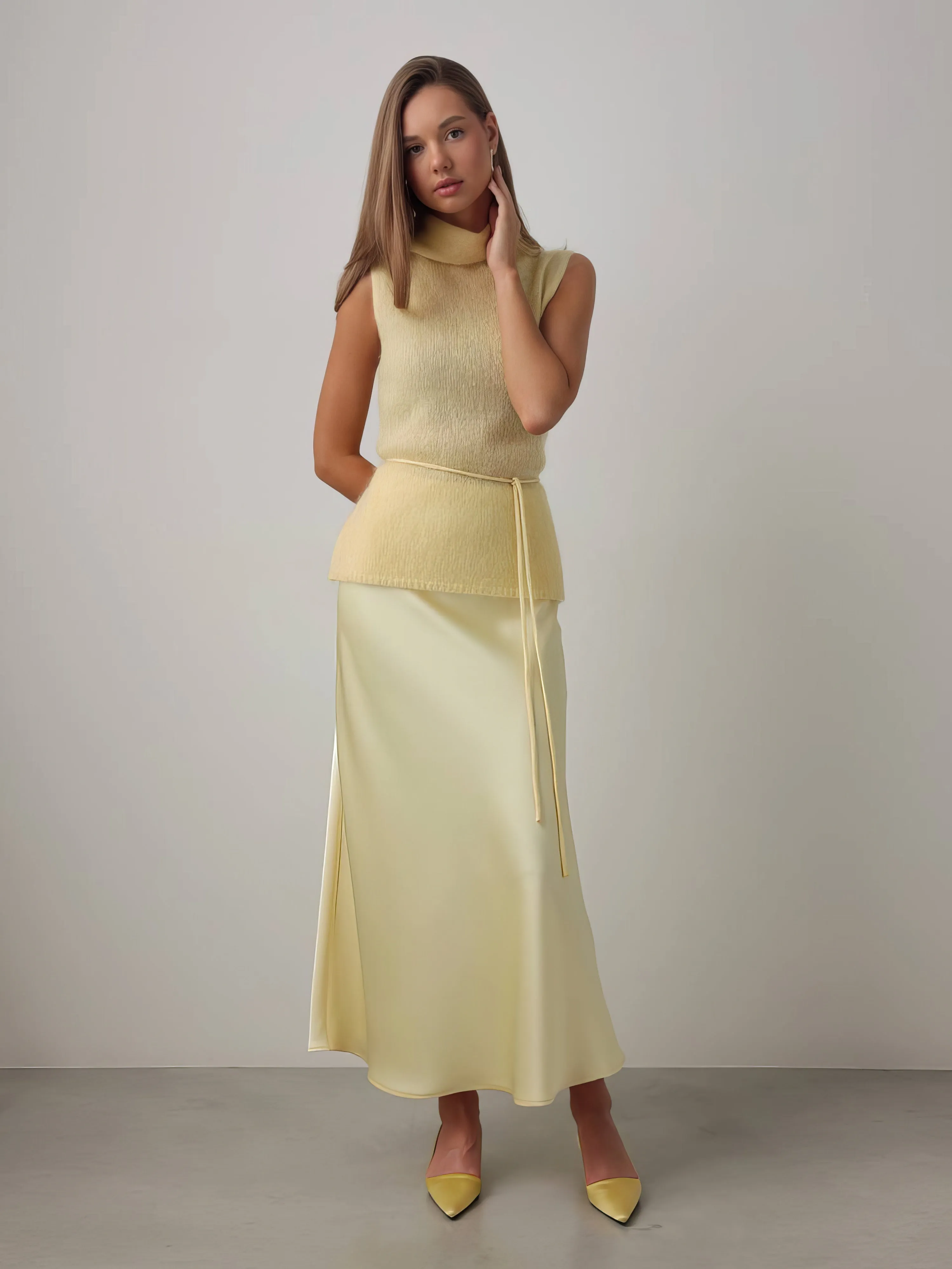 Lumi Yellow Sleeveless Funnel Knit