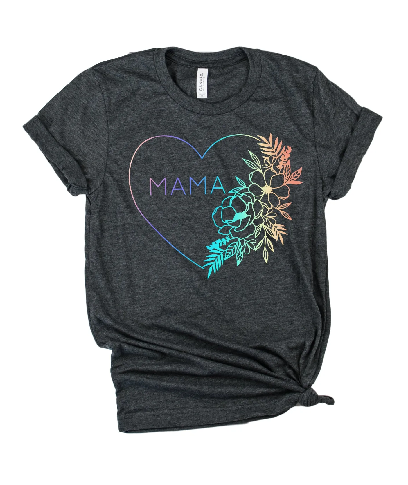 Mama Floral Rainbow Heart Shirt | Unisex Crew