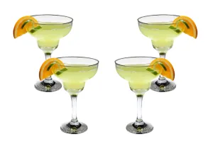 Margarita Stemmed Glasses Set 12 Oz, Crystal Clear Glassware Set of (4)