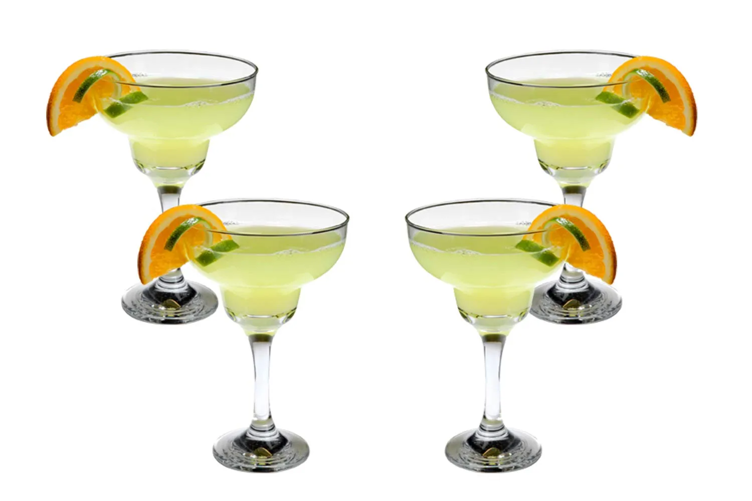Margarita Stemmed Glasses Set 12 Oz, Crystal Clear Glassware Set of (4)