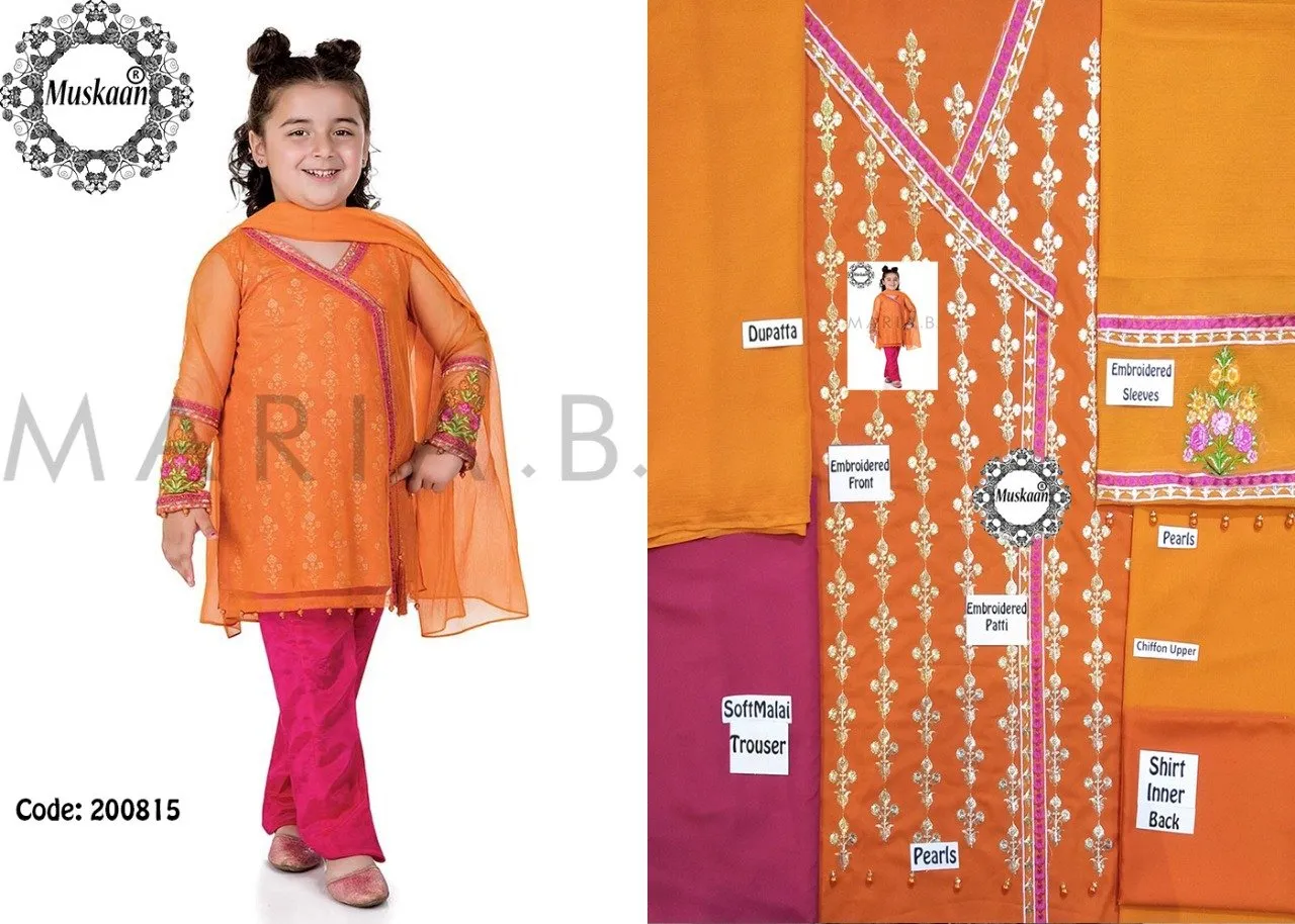Maria B Chiffon Bridal Kids Collection MKD-175(Replica)(Unstitched)