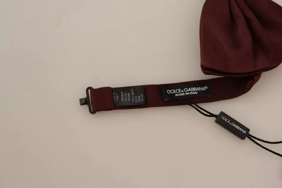 Maroon 100% Silk Adjustable Neck Bow Tie Men