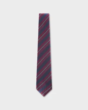 Maroon And Navy With Dotted Diagonal Stripe Cinque Pieghe Tie