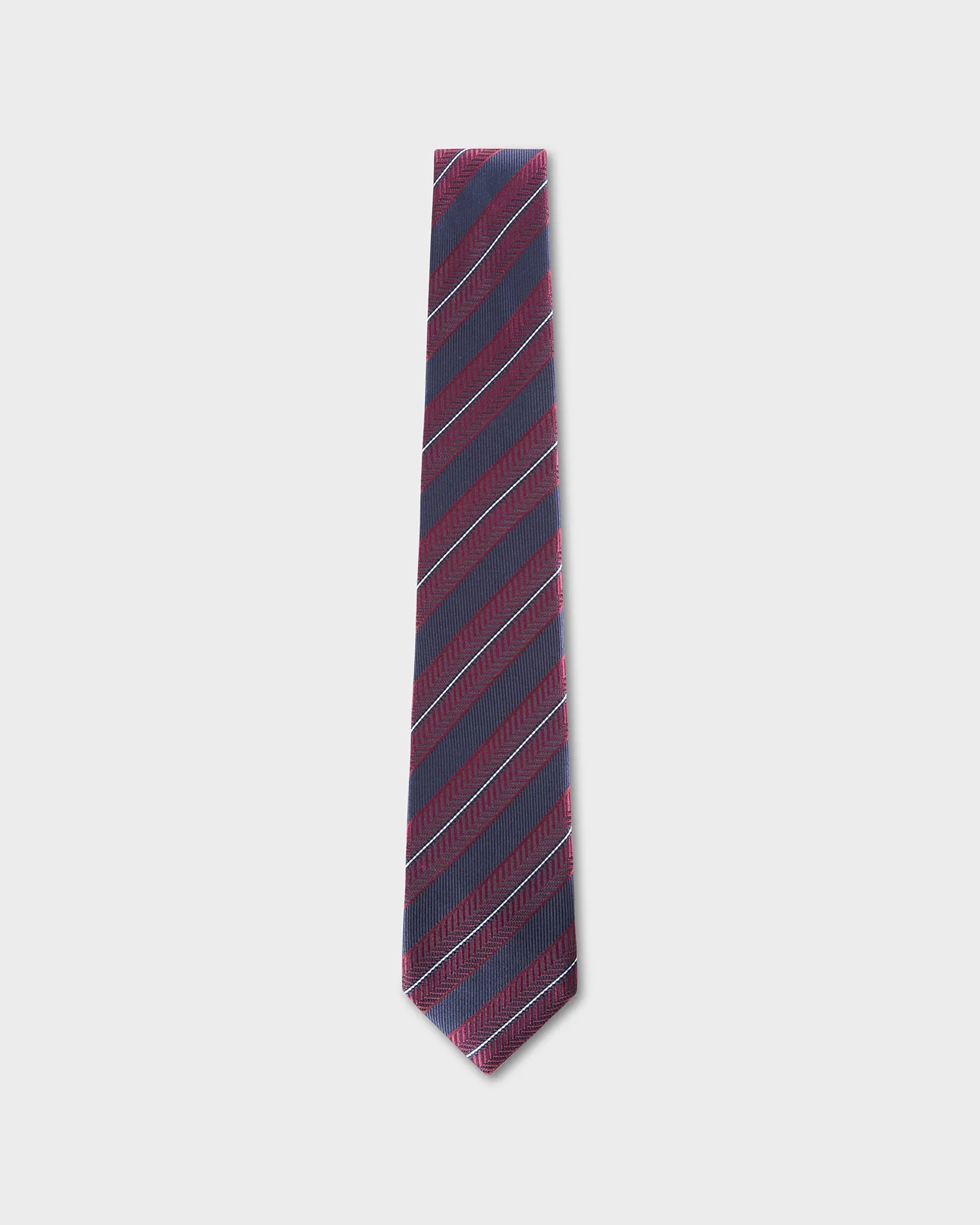 Maroon And Navy With Dotted Diagonal Stripe Cinque Pieghe Tie