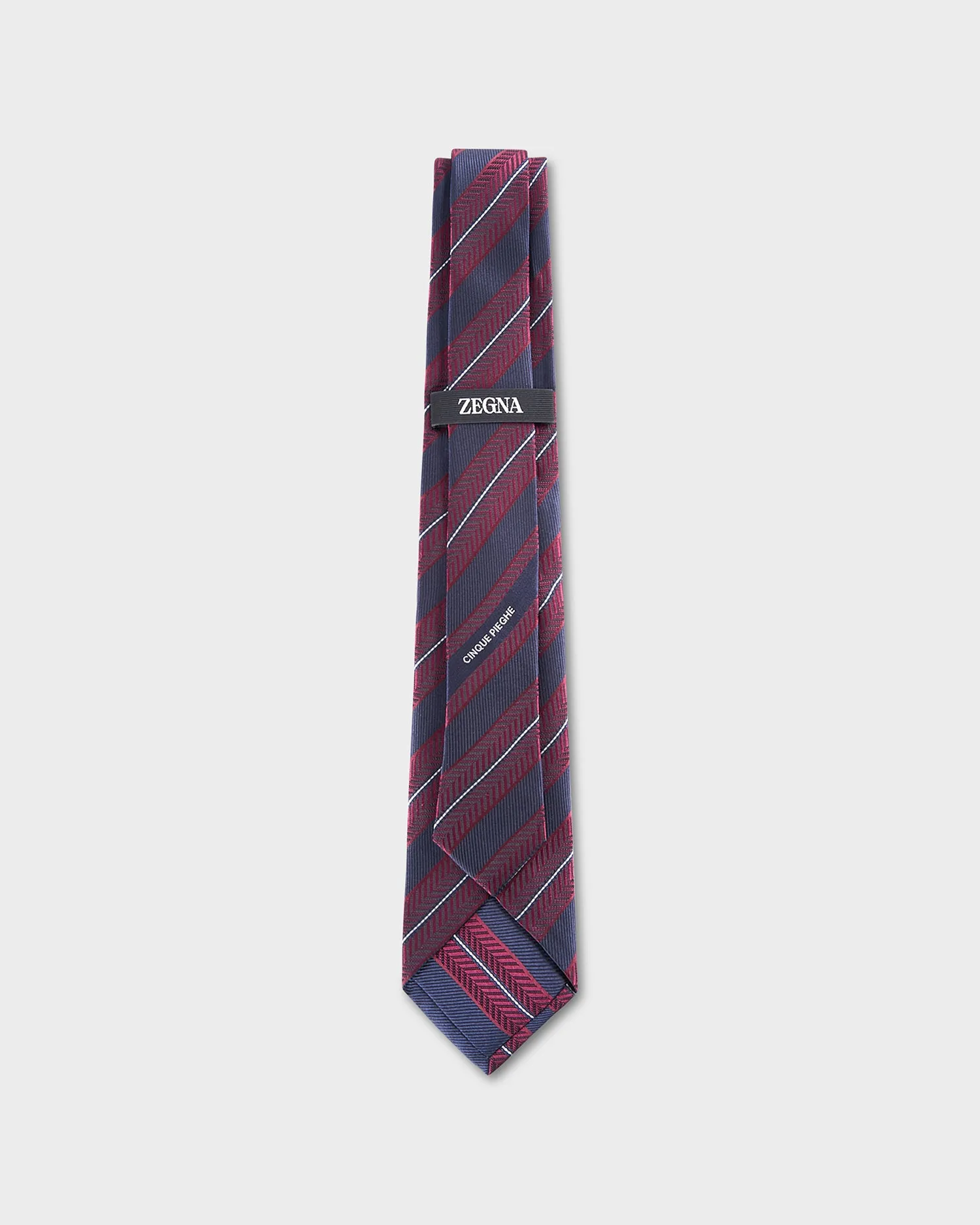 Maroon And Navy With Dotted Diagonal Stripe Cinque Pieghe Tie