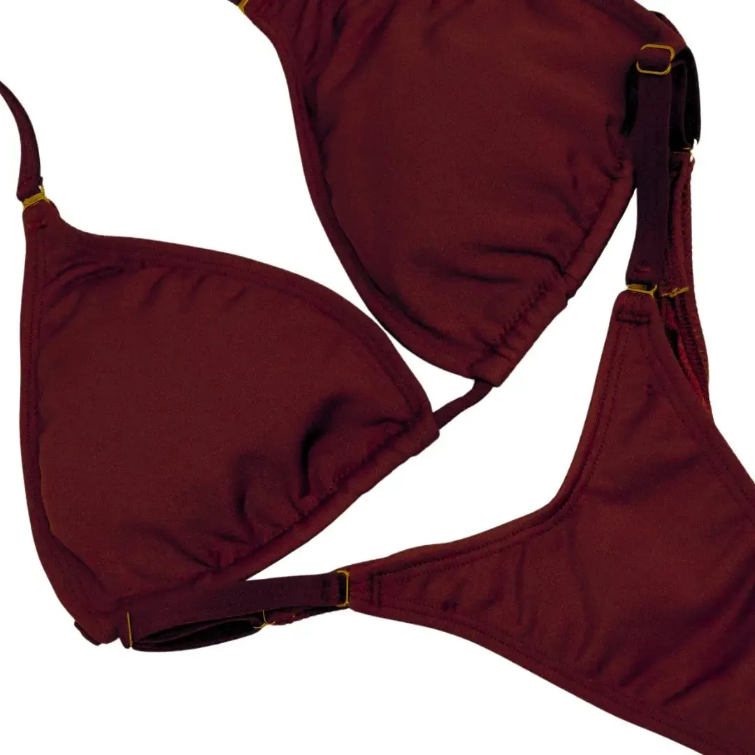 Matte Maroon Fit Model Competition Suit