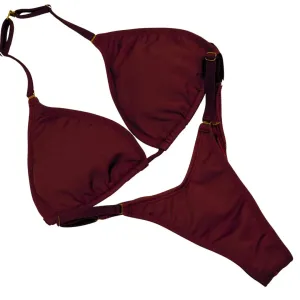 Matte Maroon Fit Model Competition Suit