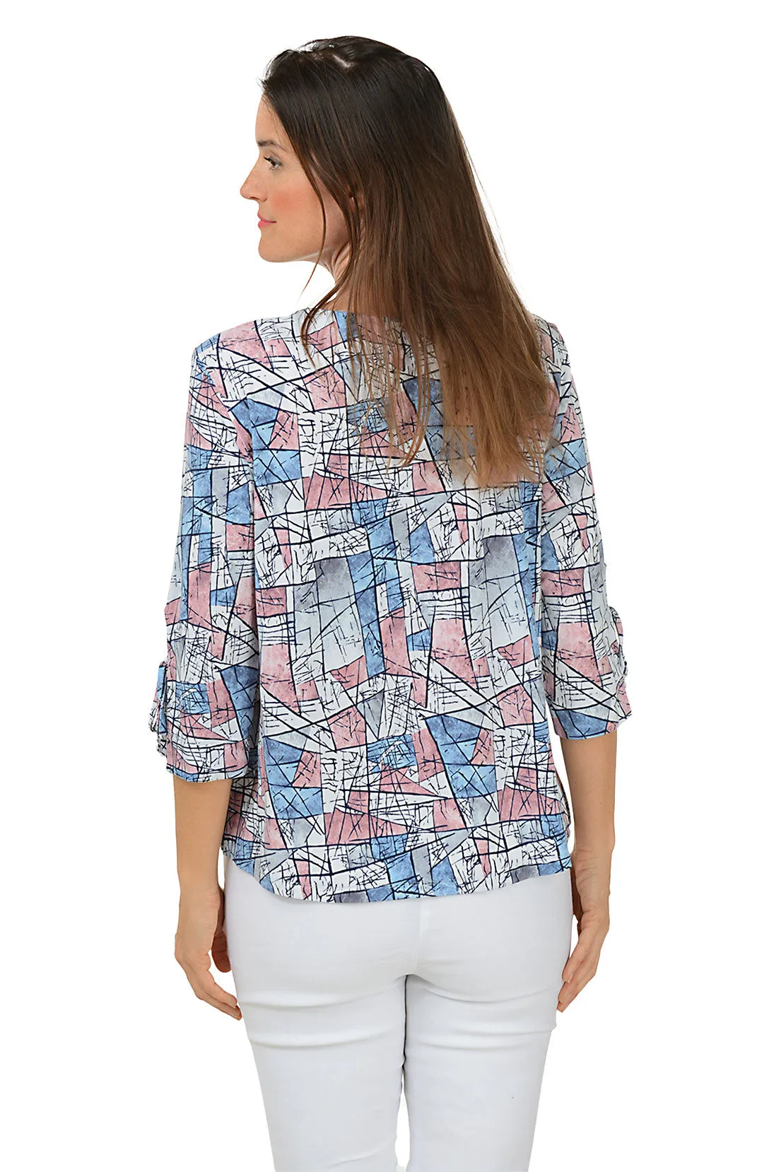 Mauve Broken Glass Tie Sleeve Top