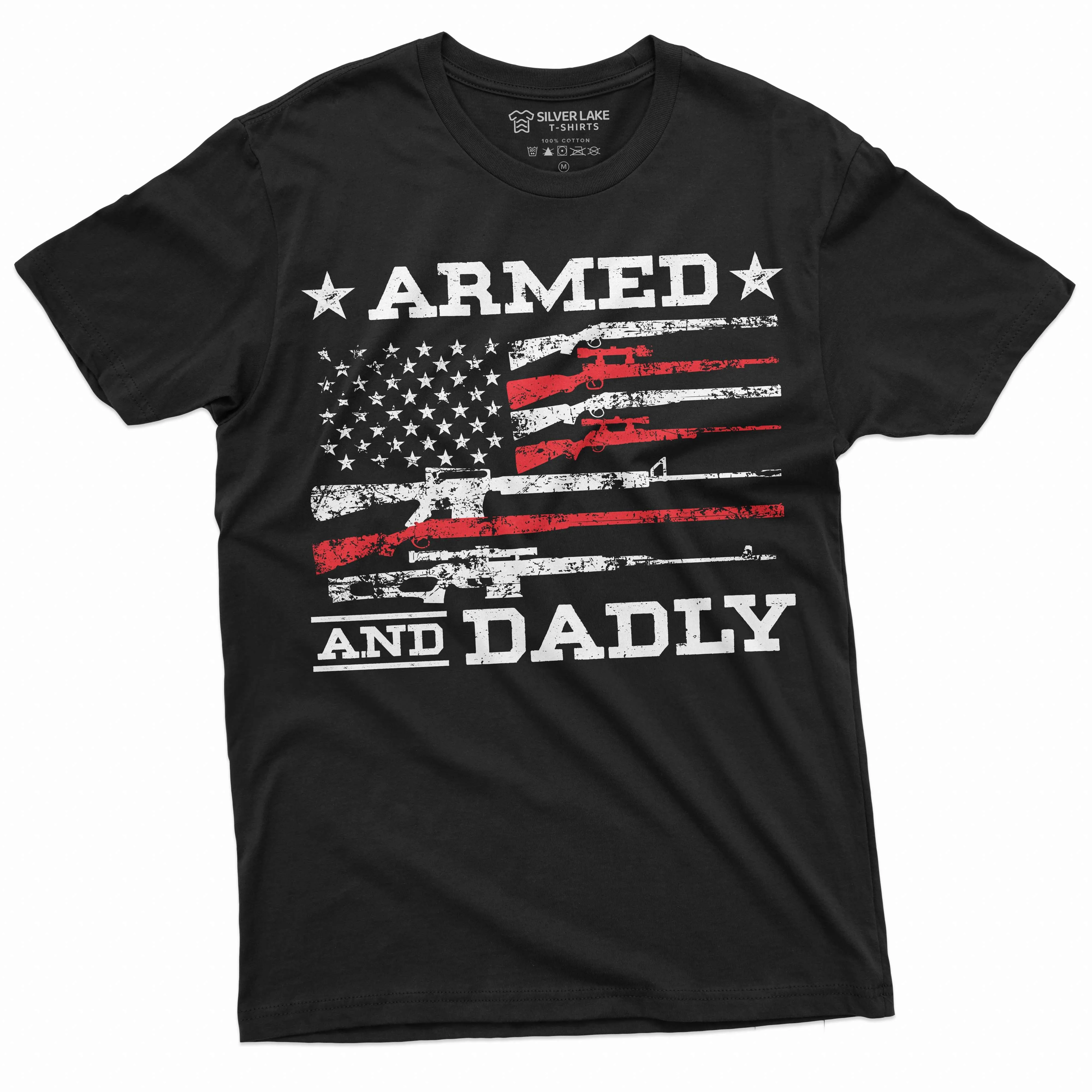 Men's Armed and Dadly Funny shirt Patriotic 2nd amendment father dad tee shirt father's day dad tee