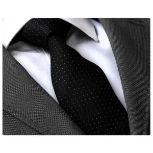 Men's Fashion Black Dots Silk Neck Tie With Gift Box