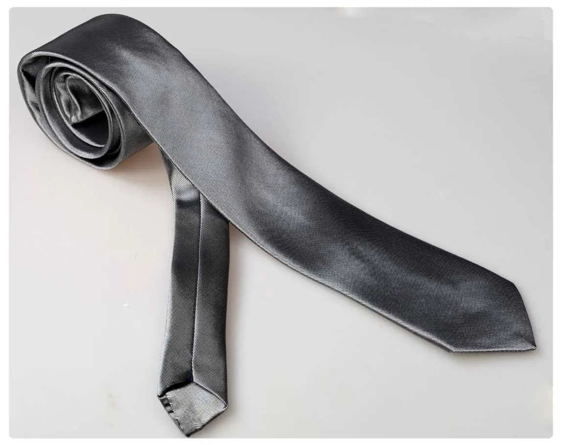 Men's Fashion Dark Grey Silk Neck Tie With Gift Box