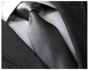 Men's Fashion Dark Grey Silk Neck Tie With Gift Box