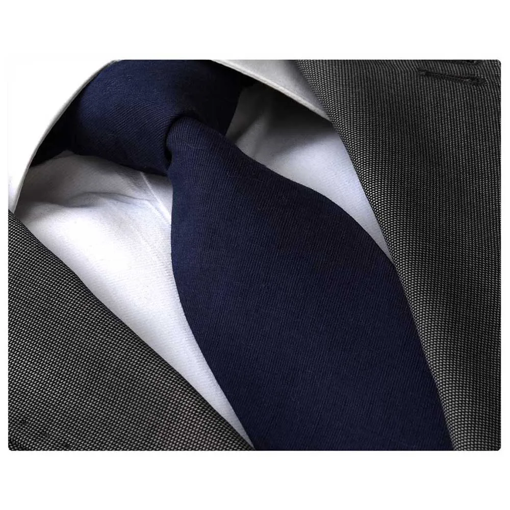 Men's Fashion Navy Blue Tie Silk Neck Tie Gift Box