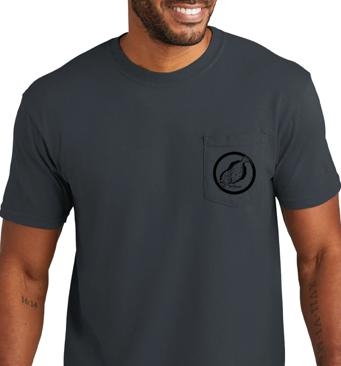 Men's Flounder Reef Short Sleeve Garment Dyed Denim Pocket T-Shirt