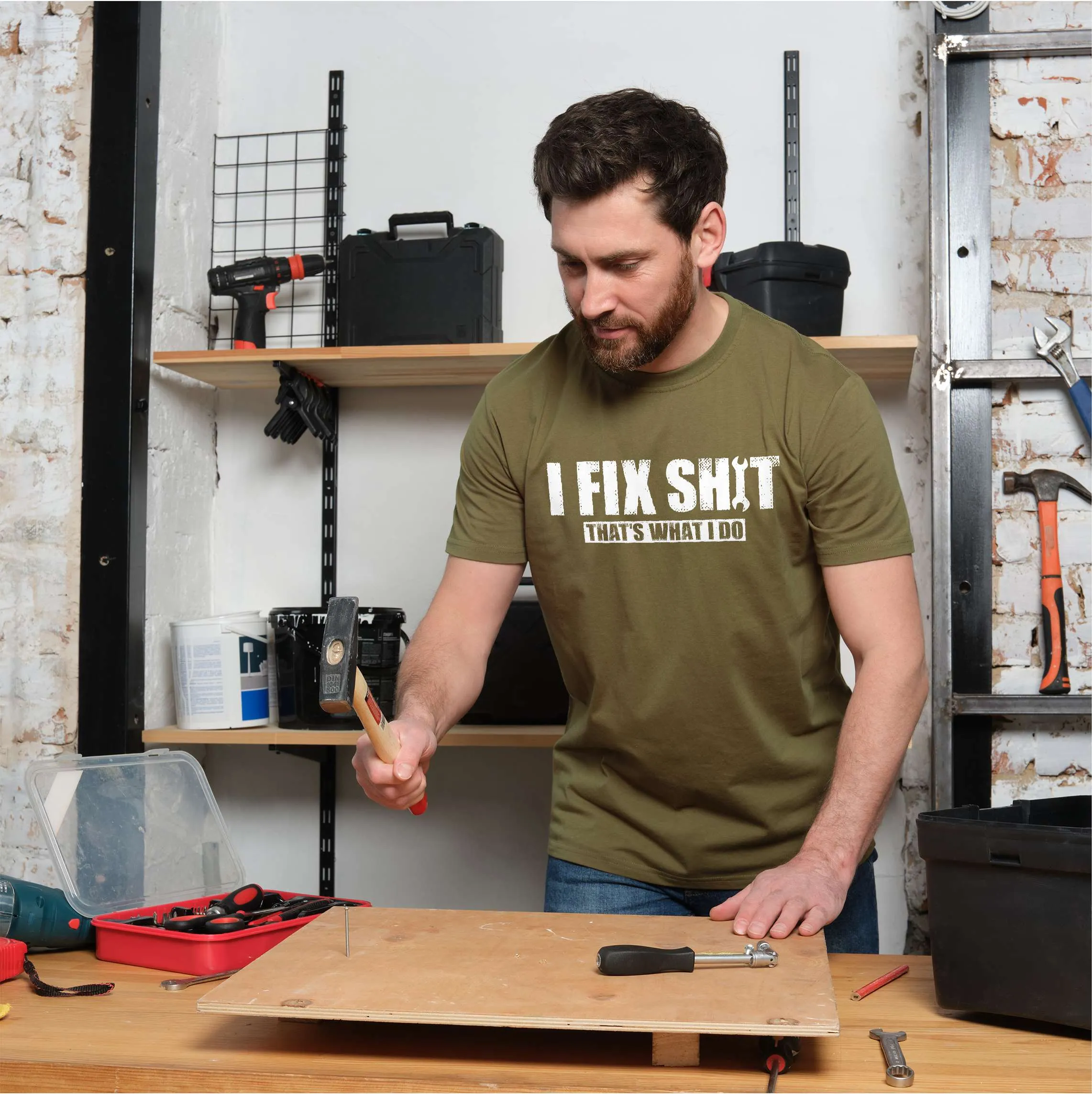 Men's Funny DIY garage T-shirt I fix things that's what I do engineer mechanic tee shirt