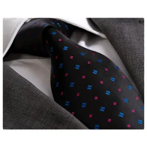 Men's jacquard Black with Metallic Blue & Pink Premium Neck Tie With Gift Box
