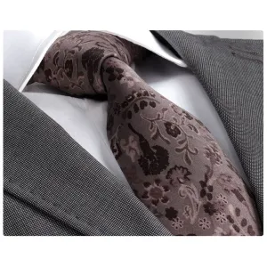 Men's jacquard Brown Paisley Premium Neck Tie With Gift Box