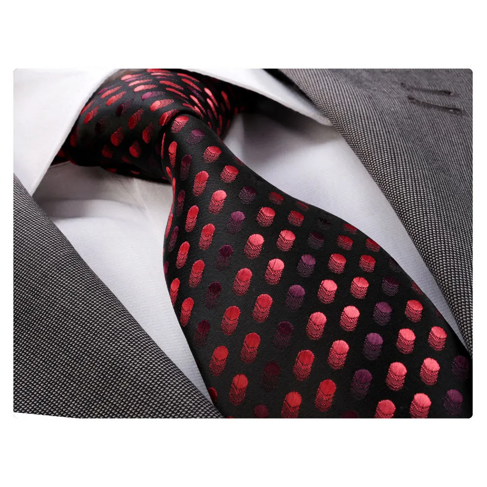 Men's jacquard Red Black Dots Premium Neck Tie With Gift Box