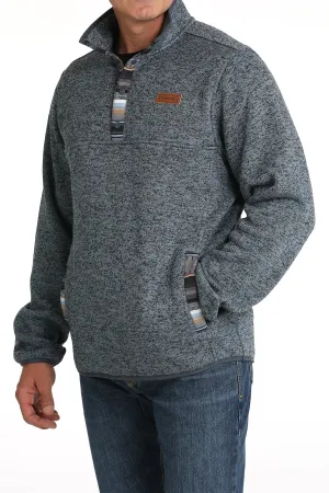 MENS NAVY CONTRAST TRIM 1/4 SNAP KNIT PULLOVER