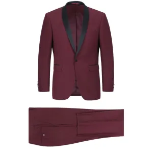 Men's Renoir Two Piece Burgundy Shawl Tuxedo Slim Fit
