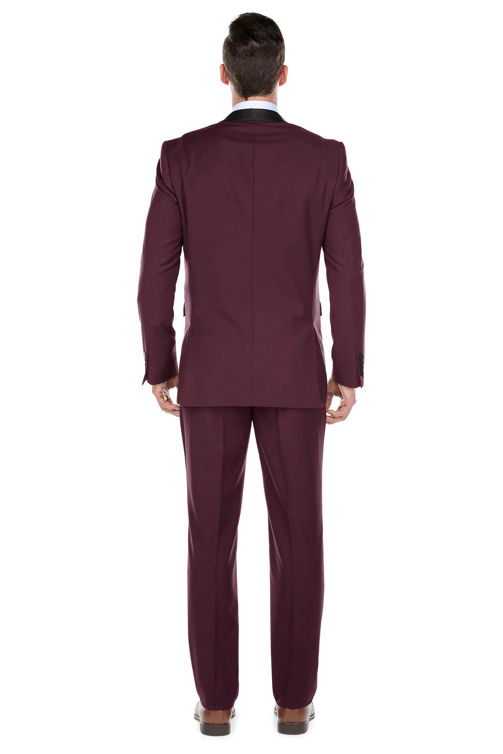 Men's Renoir Two Piece Burgundy Shawl Tuxedo Slim Fit