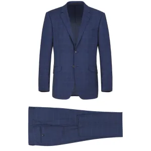 Men's Renoir Two Piece Windowpane Navy Slim Fit Suit