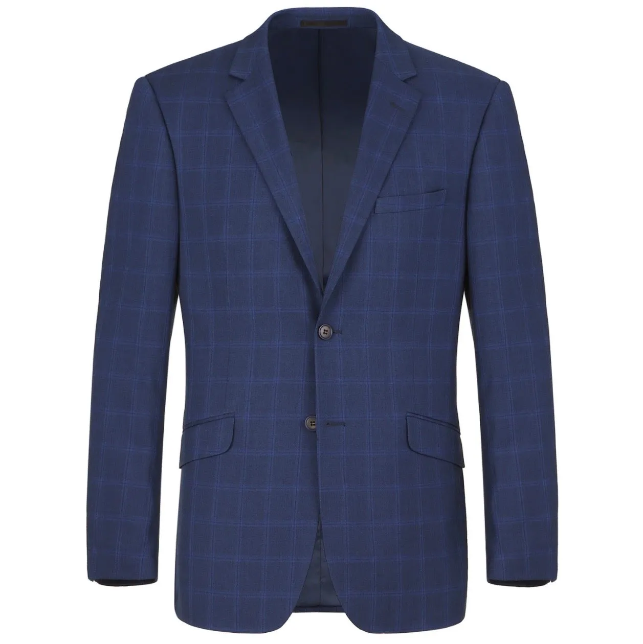 Men's Renoir Two Piece Windowpane Navy Slim Fit Suit
