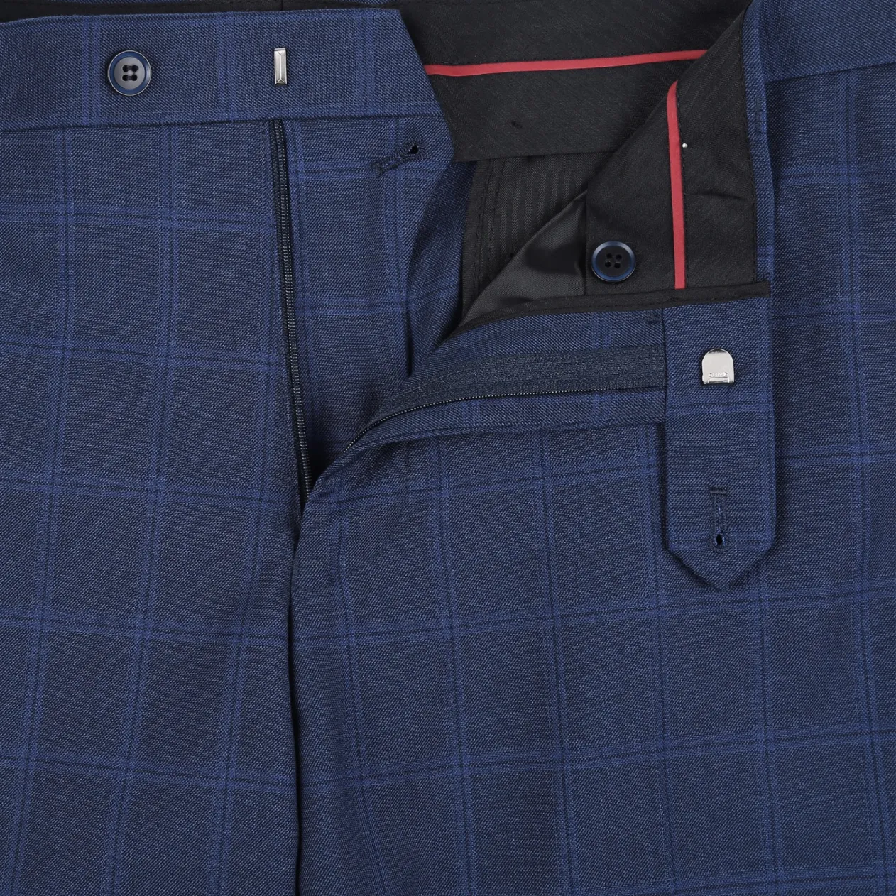 Men's Renoir Two Piece Windowpane Navy Slim Fit Suit