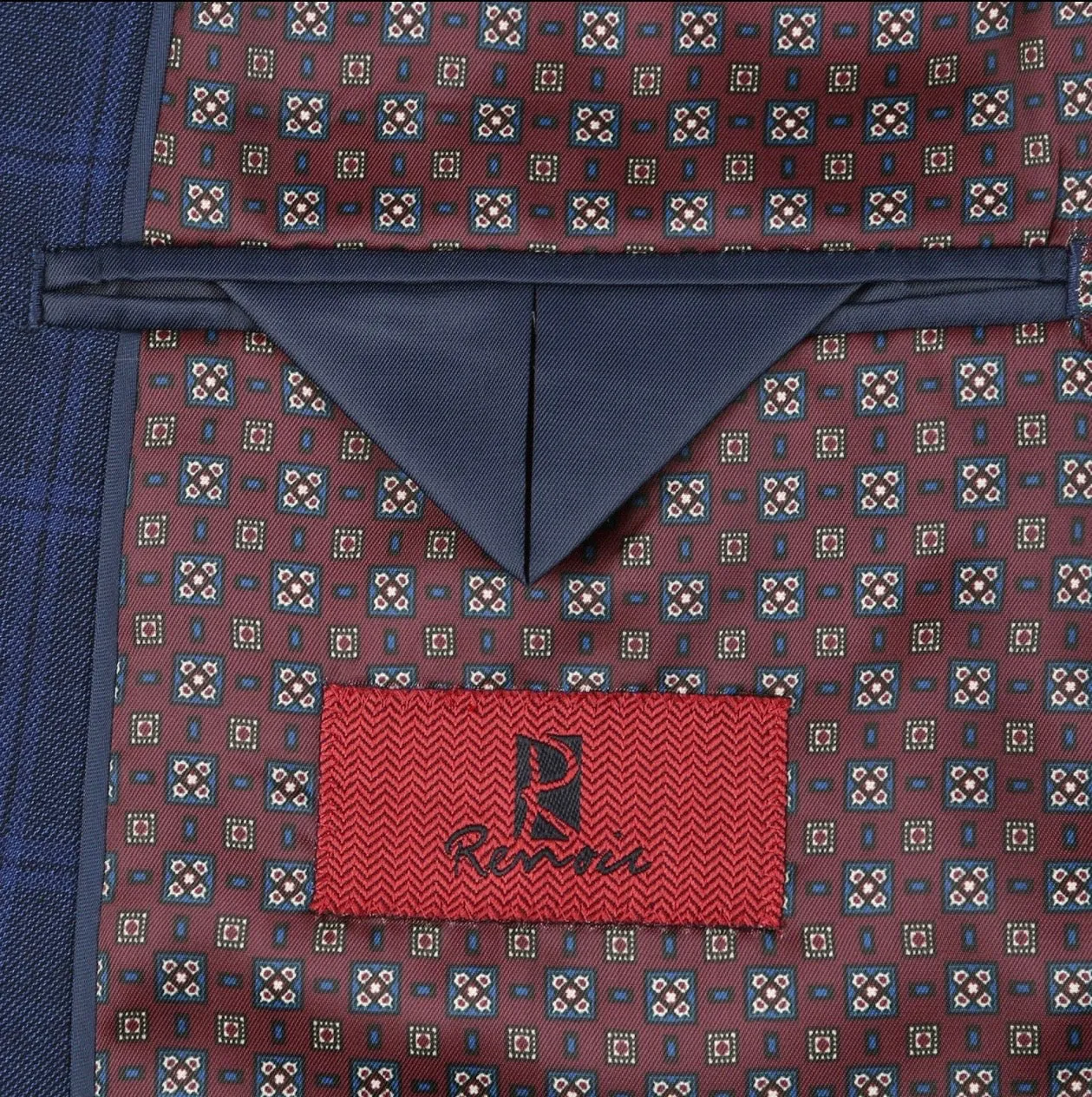 Men's Renoir Two Piece Windowpane Navy Slim Fit Suit
