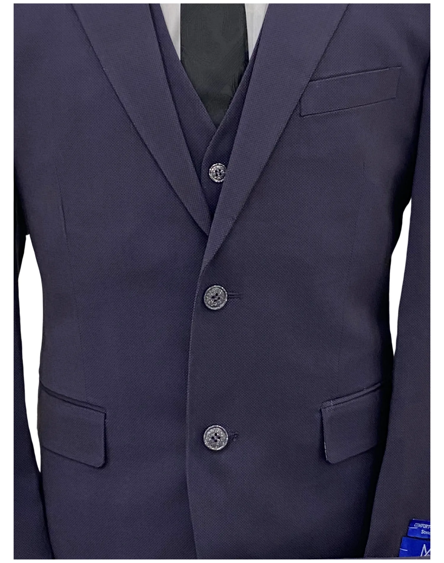 Michael Adams Textured Modern Fit Vested Suit - Egg Plant 3220