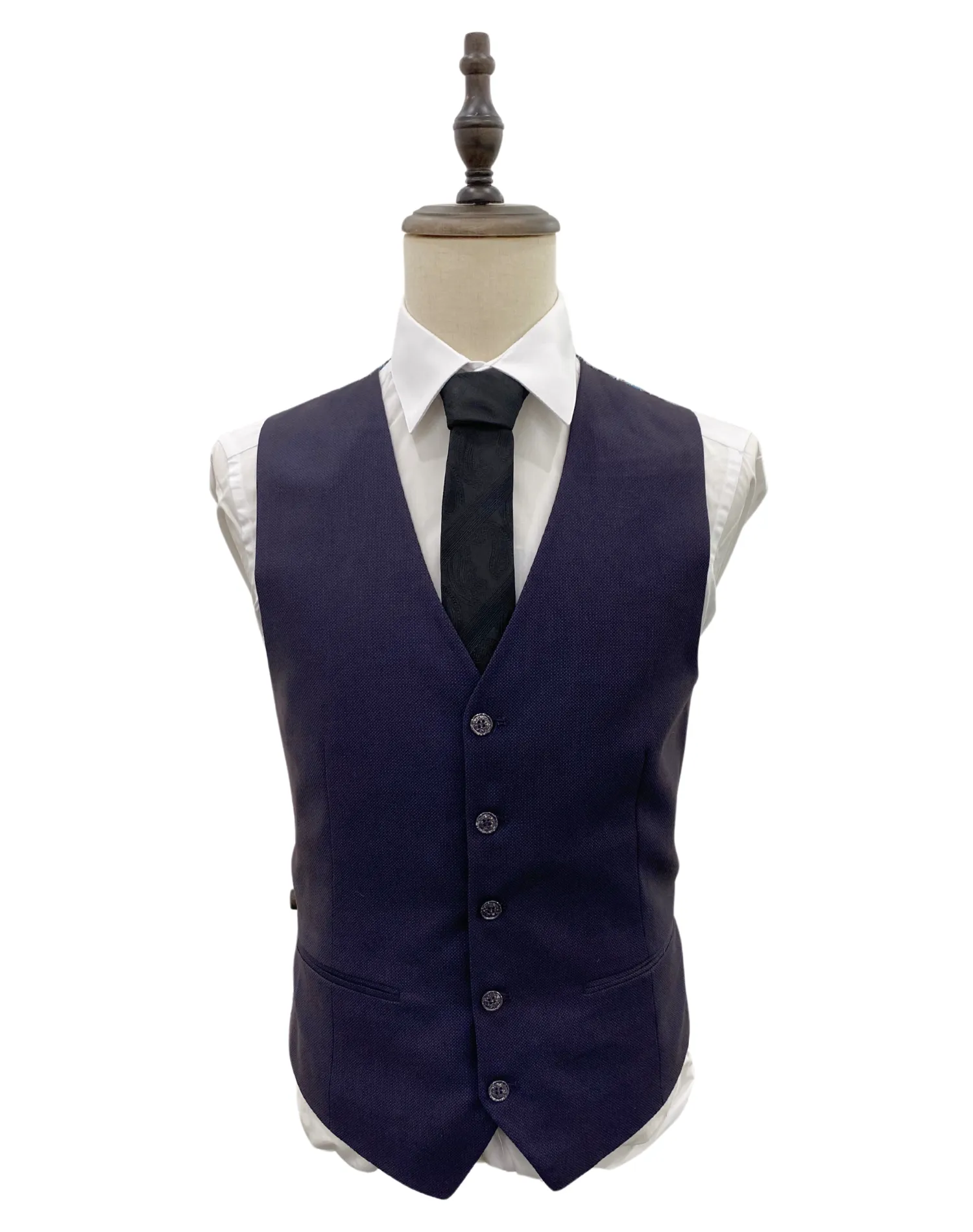 Michael Adams Textured Modern Fit Vested Suit - Egg Plant 3220